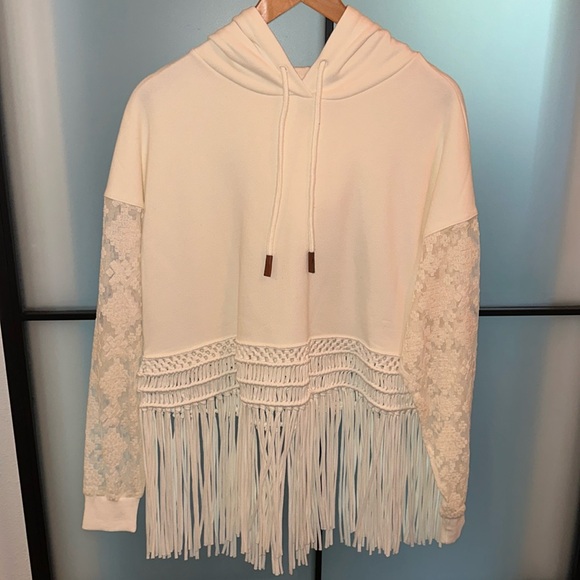 NWOT DESIGUAL Oversize Fringe Hoodie - Picture 1 of 3
